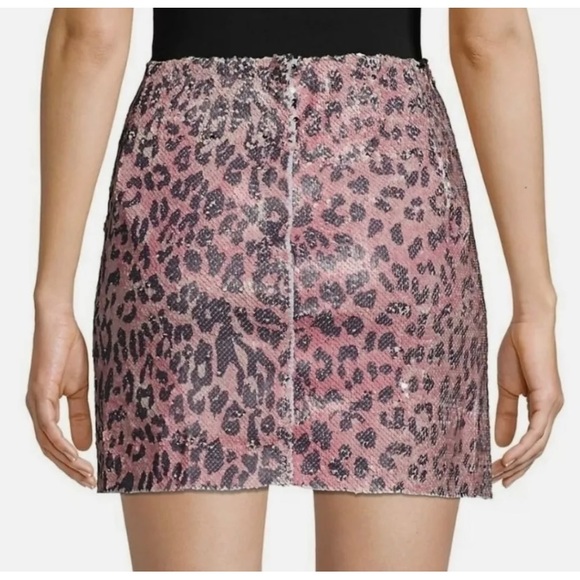Free People Sequin Cheetah Mini Skirt Size 10 - Picture 9 of 14